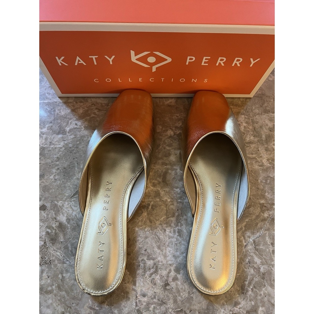 Katy Perry Women's Sz 10 Evie Mule Textured Faux Nappa GOLD Slide On  Shoes  NEW - Picture 4 of 7